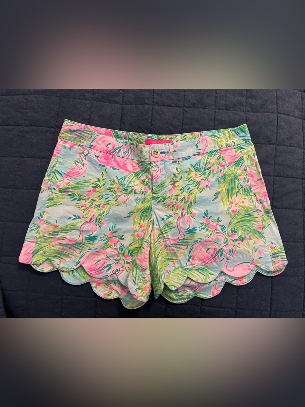 Lilly Pulitzer Buttercup Stretch Shorts Pink Flamingos Size 8